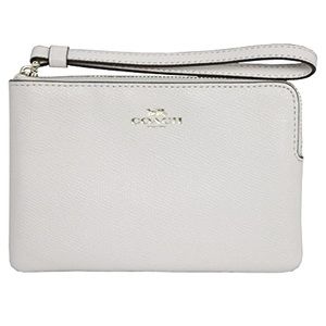 NWT Coach Crossgrain White Leather Corner Zip Wristlet